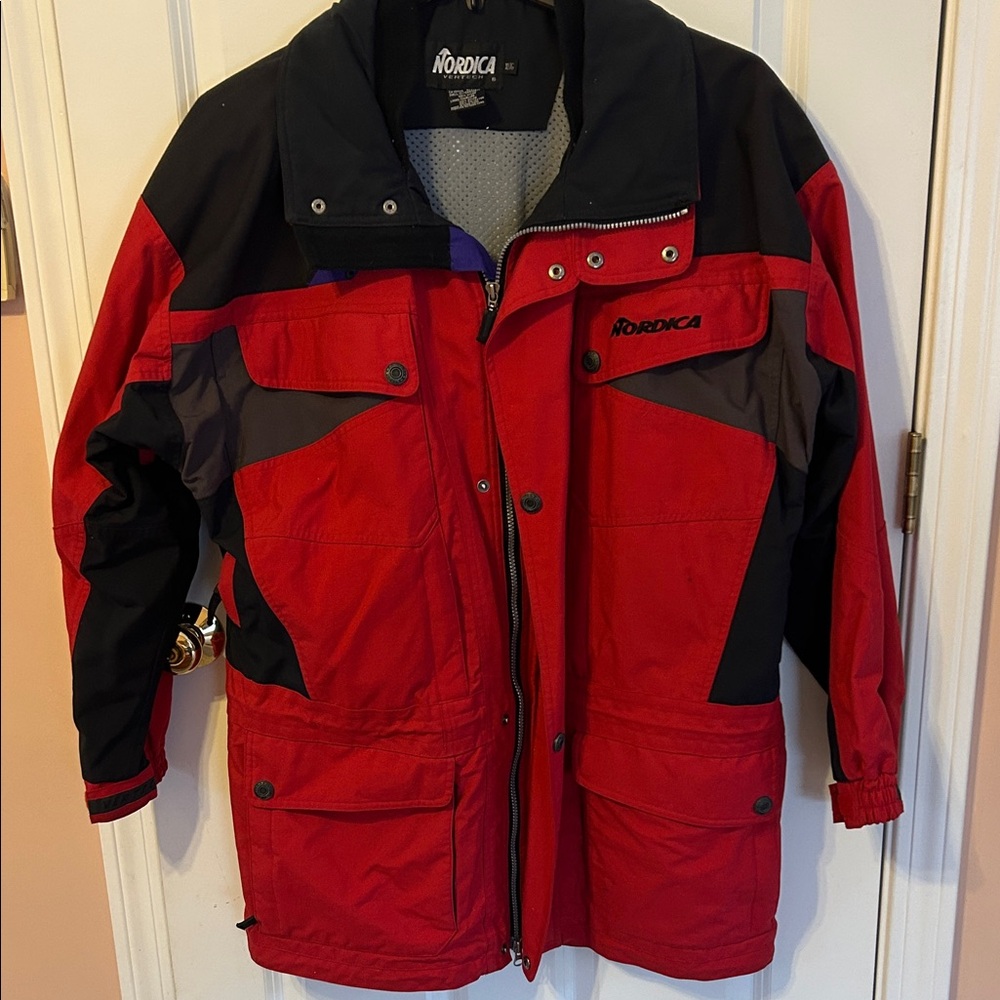 Nordica Men's Red and Black Ski Jacket, lightly used